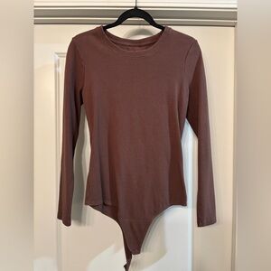 Nuuds Coffee Long Sleeve Ribbed Crewneck Bodysuit